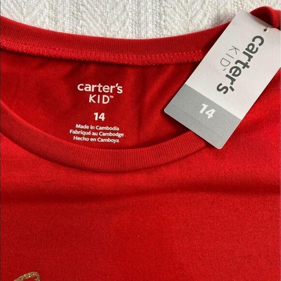 CARTER’S KID Girls Size 14 Red Christmas Top - Picture 4 of 4